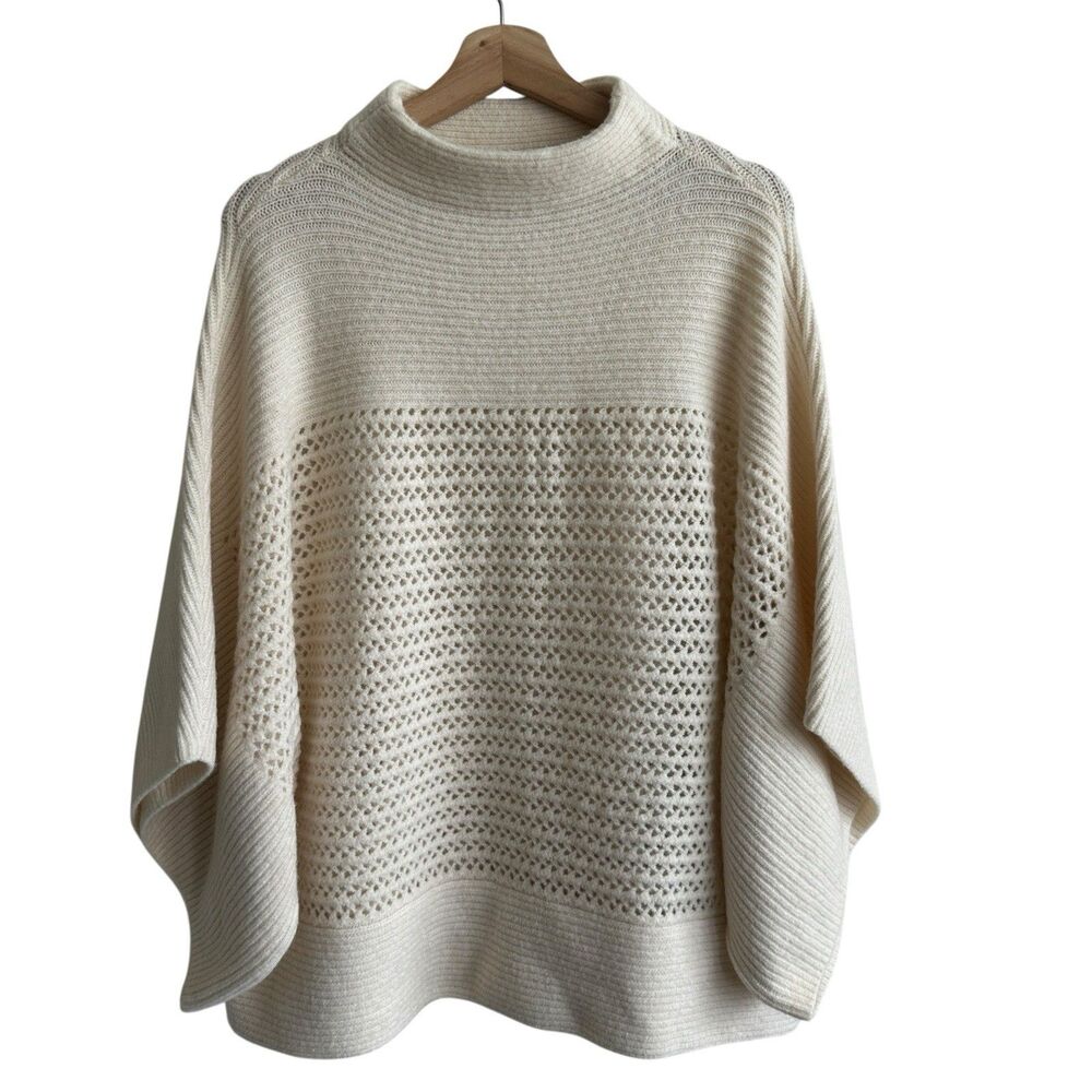 Chicos  Mock Neck Dolman Sleeve Beige Sweater Poncho XL Oversized